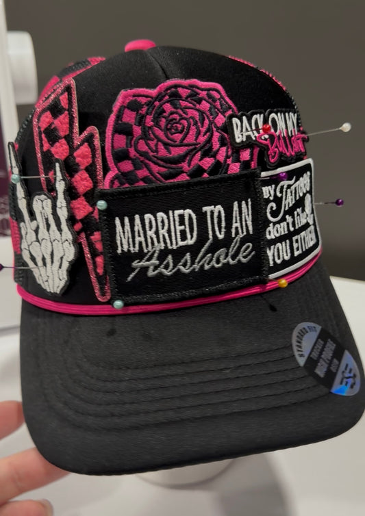 Married To An Ahole (pink & black) Trucker Hat