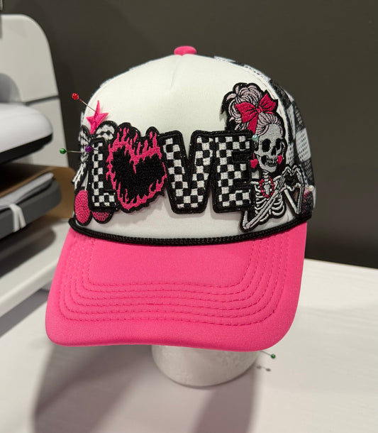 Love Checkered Trucker Hat