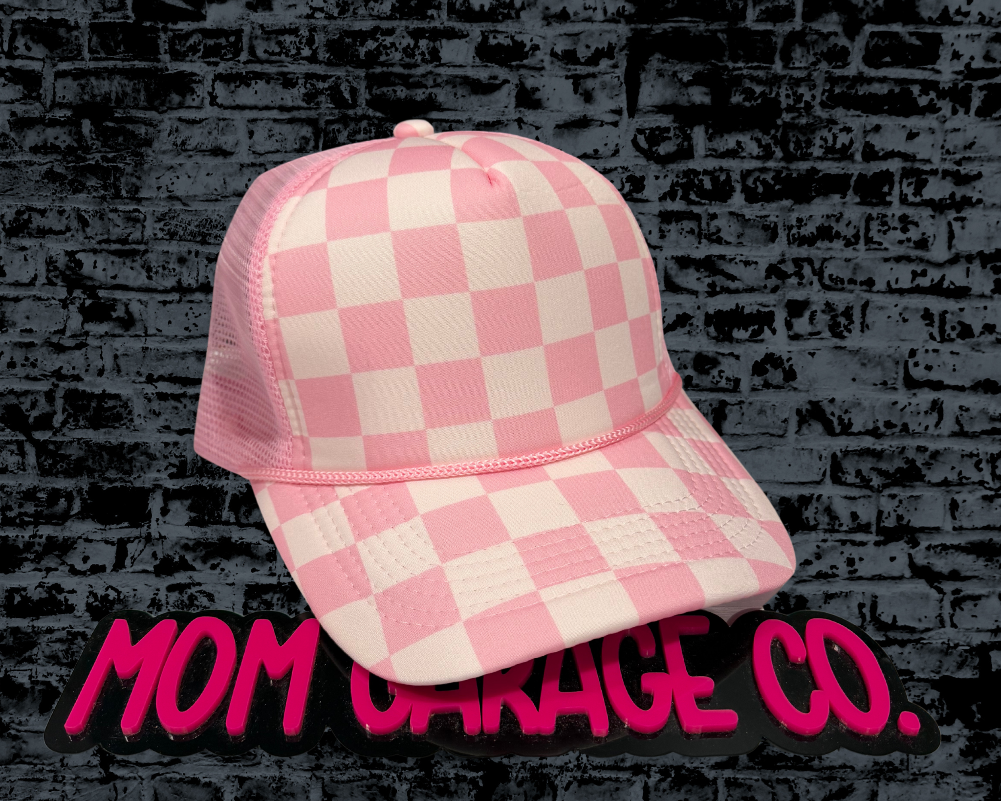Pink Checker Foam Hat